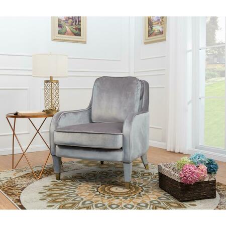 CHIC HOME Milka Accent Club Chair Velvet Upholstered Plush Cushion Seat Metal Trim, Grey FAC2817-US